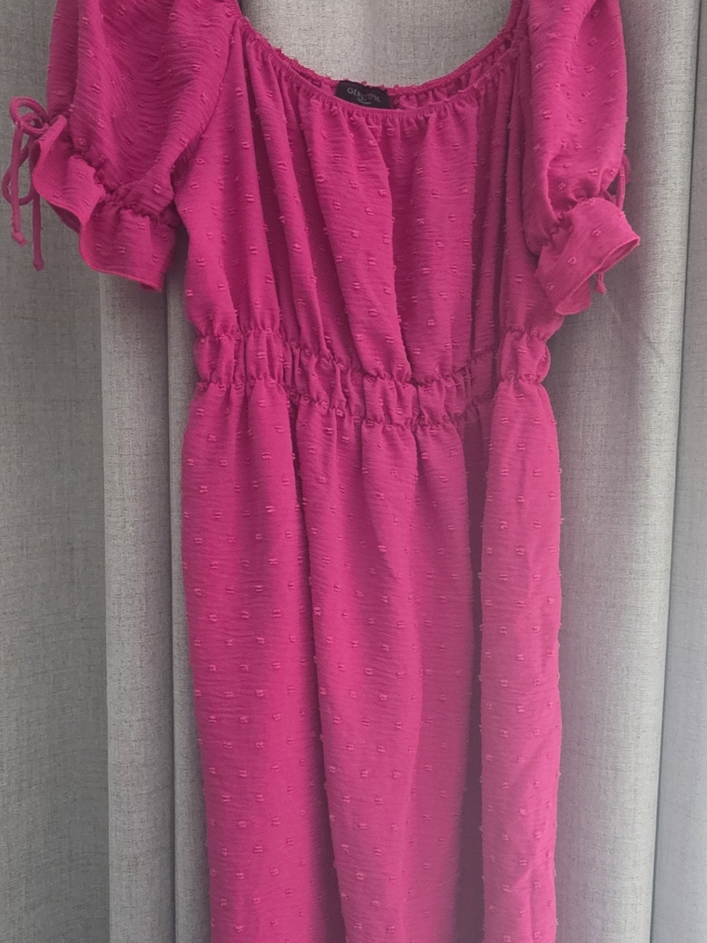 Gemstone Hot Pink Textured Smocked-Waist Dress